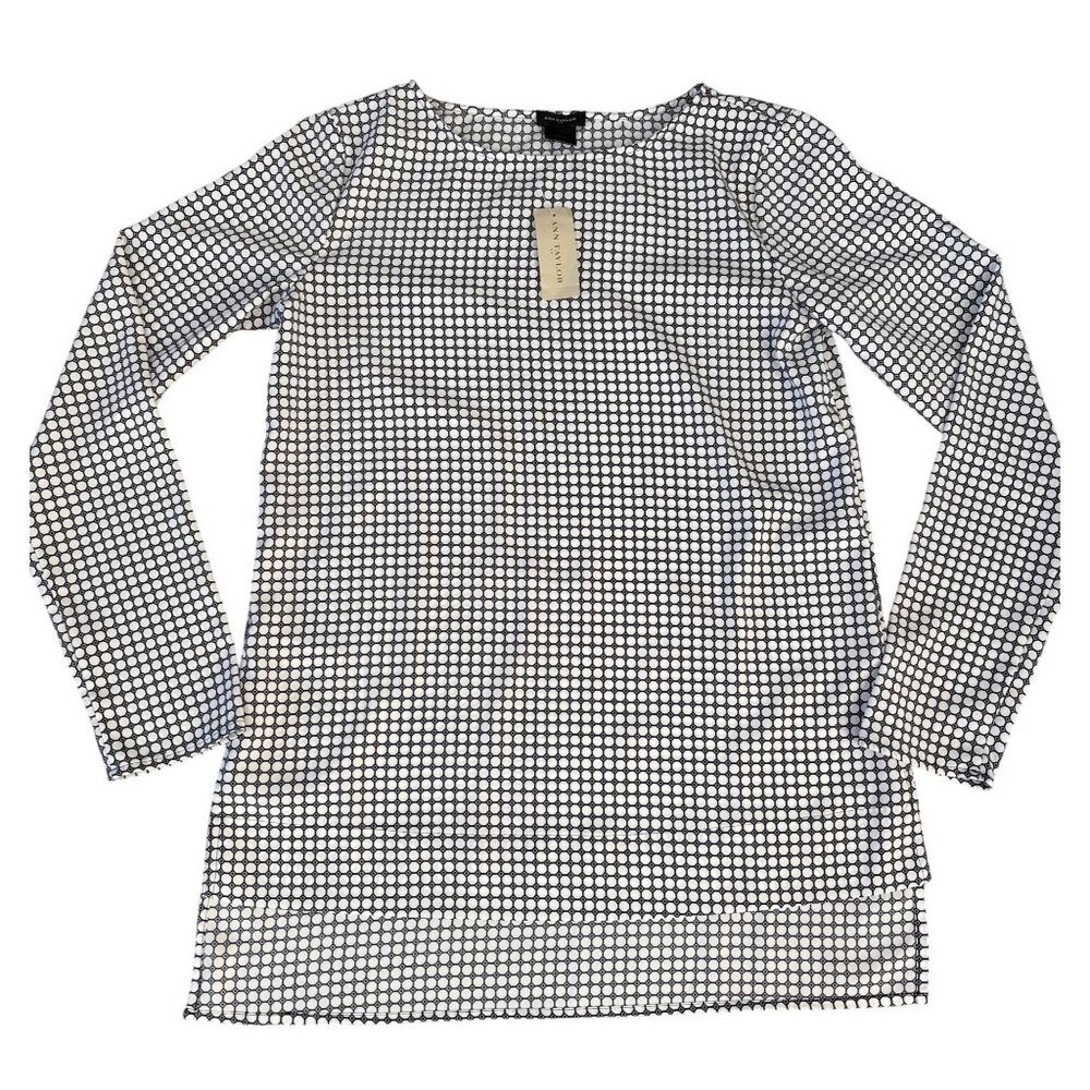 NEW ANN TAYLOR BLOUSE LONG SLEEVE CASUAL LONG LENGHT GEOMETRIC SIZE XS